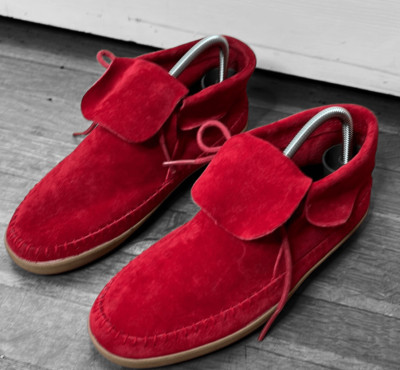 Vans Surf Sliders Mohikan Red Suede Leather Moccasins  Size 6