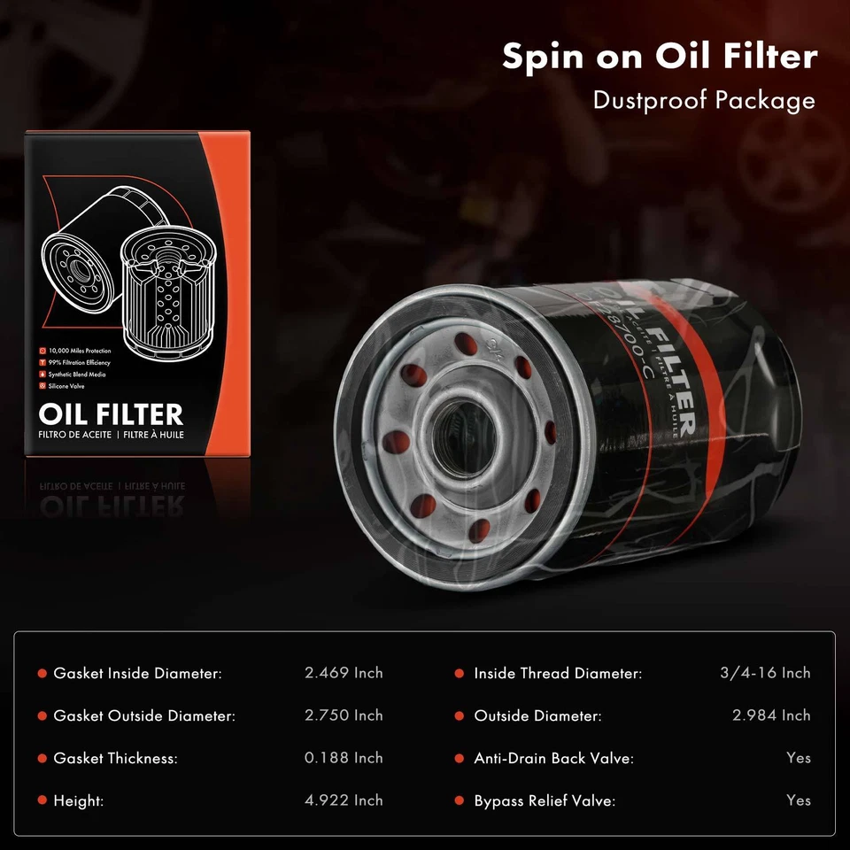 6x Filtro de aceite de motor para Audi A4 A6 TT Quattro BMW 365i 565i VW Golf Jetta 10K Foto 2 de 4