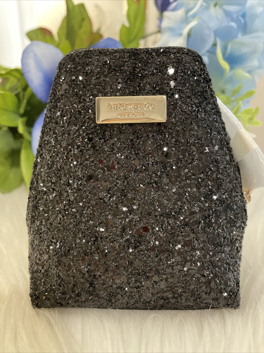 New Kate spade Clifton lane black glitter penguin coin purse