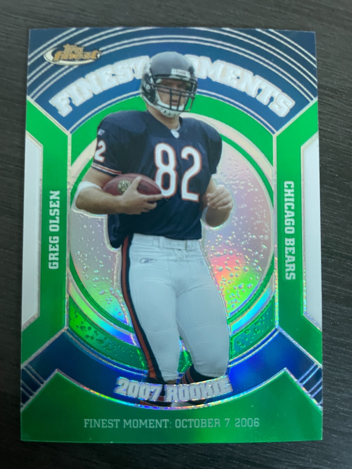 2007 Topps Finest Moments Greg Olsen Green Refractor #GO RC Rookie serial /199