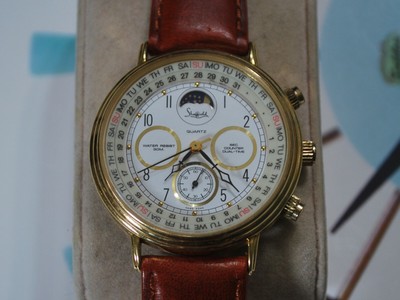 Nice Sheffield Gold Tone Moon Phase Men's Watch w/Date /Day | eBay