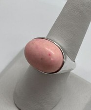 925 Sterling Silver  Pink Agate Ring Size 7.5