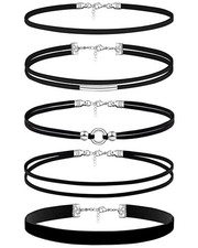 nylry 5PCS Black Choker Necklace for Women 13-15.75 inches (33-40 cm), 5pcs