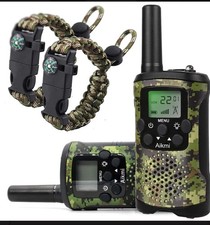 Walkie Talkies, Kids, 22 Channel, 2 Way Radio, 3 Mile Range, Green Camo, 2 Pack
