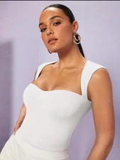 SHEIN BAE Silquee Sweetheart Neck Solid Tank Top White Medium