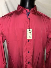 Barry Wang Pink Men's Long Sleeve Shirt with Flipped Cuffs Size Small NWT