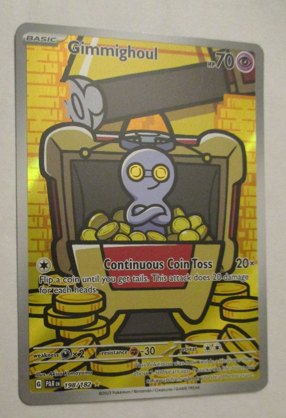 Pokemon TCG Gimmighoul 198/182 Full Art 2023 Paradox Rift M/NM Rare Card Game