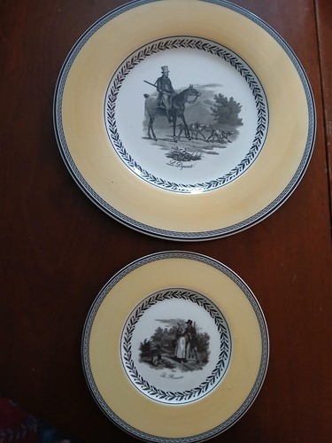 2pc Villeroy & Boch Audun Chasse dinner & bread plate EUC Le Depart La Rencontre