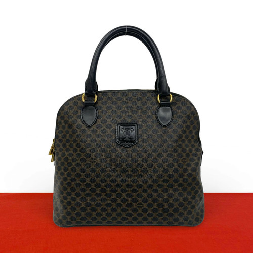 Celine Macadam Blazon Tote Leather / PVC Black / Brown Unisex Bag #TVB1334