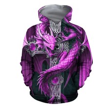 Mystic Purple Dragon Cross 3D All Over Print Hoodie - Adult Kid