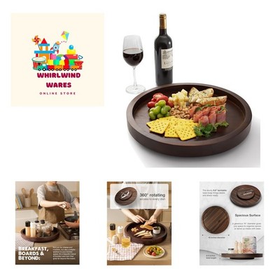 Deluxe 16-Inch Wooden Lazy Susan with Smooth 360° Spin - Perfect for Countertops