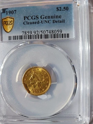 1907 Liberty Head  $2.50 Gold Quarter Eagle, Beautiful Coin, Lots Of Luster