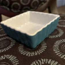 Housewares International Mini Square Fluted Baking Dish Blue White