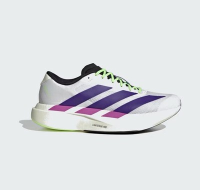 Adidas Adizero Evo SL White Collegiate Purple Lime Burst Running Men's 8 JS4495