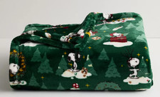 Snoopy Christmas Throw Blanket The Big One Green Plush 60x72 Super Soft Holiday