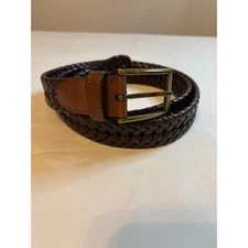 DOCKERS Leather Strap Belt Braided Bonded Lacing Brown 44/110