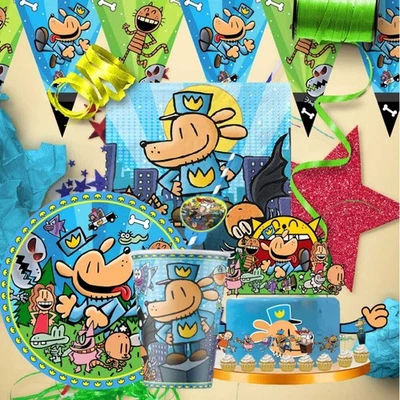 BLOCKTOYZ Dog Man Birthday Party Supplies Set – Plates Cups Straws Tableware Decor