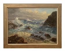 Rosalie Preble Barden, (1926-2023 Maine) Ocean Seascape Waves Oil Painting