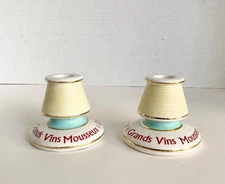 William Sonoma Grands Vins Mousseux Ceramic Match Striker Candle Holders Pyrogen