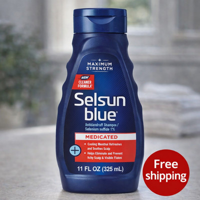 Selsun Blue Medicated Antidandruff Shampoo, Maximum Strength Scalp Treatment Wit