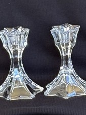 Mikasa Firestar Crystal Candle Sticks Holders Pair Star Small 4.25” Austria
