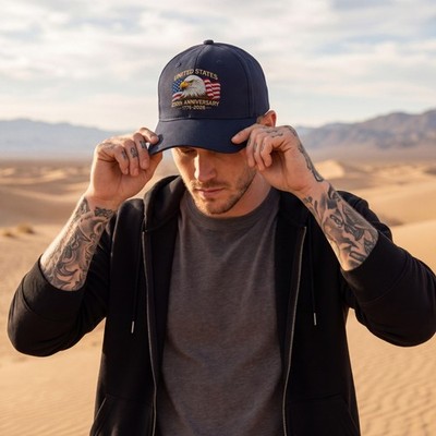 Printed Navy Eagle Flag 250th Anniversary Baseball Cap