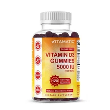 Vitamatic Sugar Free Vitamin D3  (5000 IU) - 120 Pectin Based Gummies.