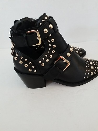 Kurt Gieger Size 4 Black Studded Leather Ankle Boots Gothic Rock New - Picture 2 of 12