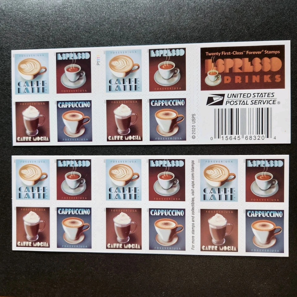 US FOREVER STAMPS "ESPRESSO DRINKS" 2 SHEETS OF 20 (40 STAMPS TOTAL) LEGITIMATE! - Image 4 of 4