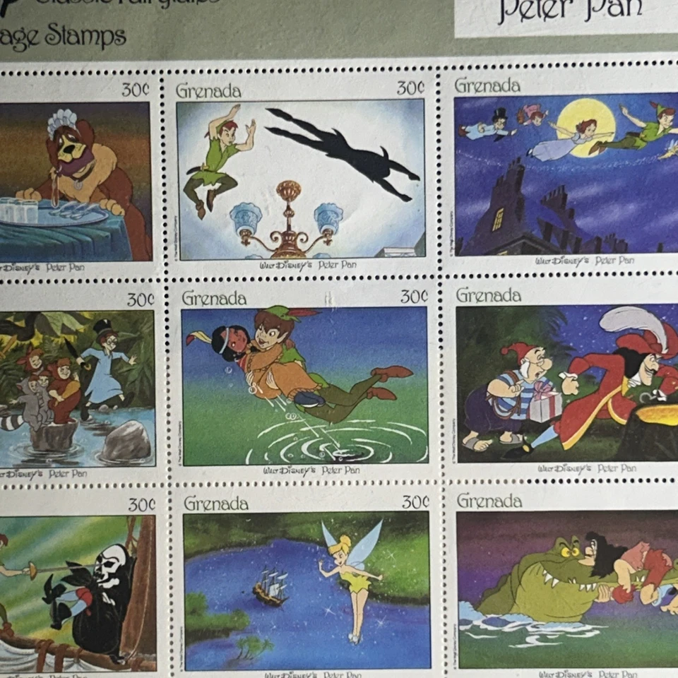 DISNEY Vintage CLASSIC FAIRYTALES In POSTAGE STAMPS - PETER PAN - 1980's - Image 4 of 4