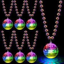 6 Pcs LED Disco Ball Necklaces Light up Necklaces 70s Party Decorations Acces...