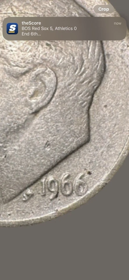 1966 US Dime No Mint Mark '5 on Cheek Error' Obverse Faded "in,we,year #6" Rare - Image 4 of 4