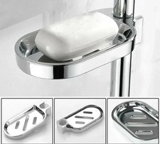 Silver Soap Dish for Shower Riser Rail Adjustable Slide Soap Holder Tray Gadget