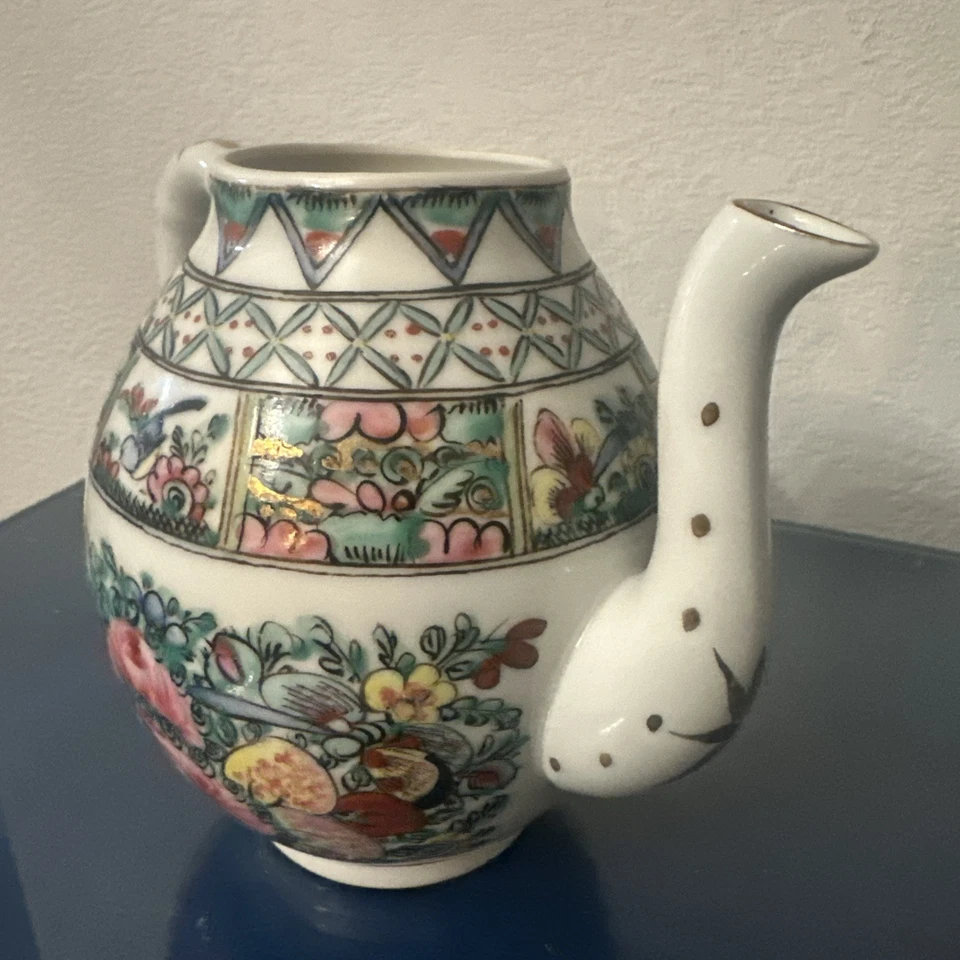 Tetera de porcelana medallón rosa familia Qing china antigua Japón ACF antigua RARA  Foto 2 de 4