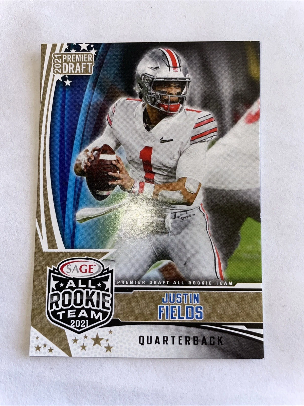 Justin Fields Sage Premier Draft All-Rookie Team Black #JF Base