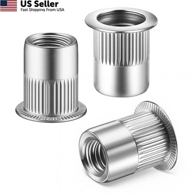 SG TZH 60Pcs Rivet Nut 1/4''-20UNC Stainless Steel 1/4-20-Small Pack, Silver