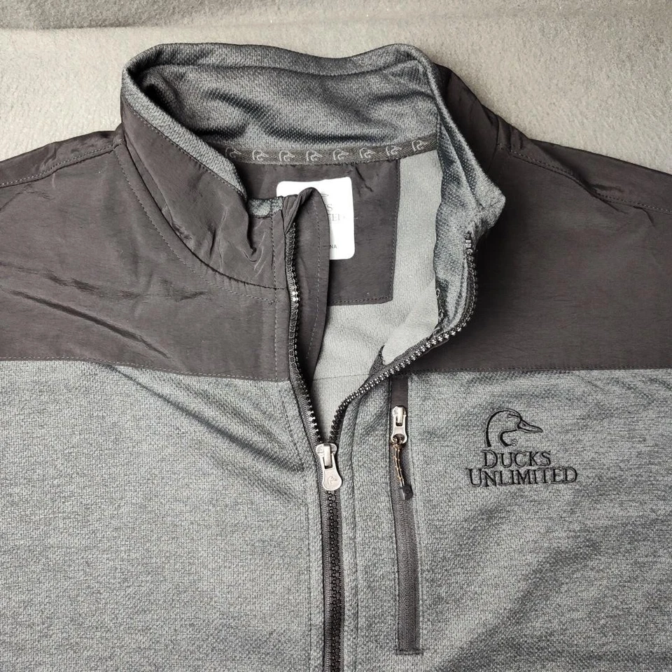 Chaleco Ducks Unlimited Para Hombres XL Gris Forrado de Vellón Softshell Bolsillos con Cremallera Caza Foto 2 de 4