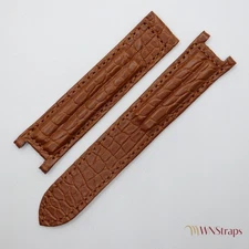 Gold Crocodile Strap for Cartier Pasha 35mm 18/16 for Deployant