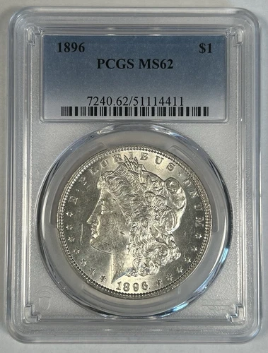 1896 Morgan Silver $1 Dollar Coin PCGS MS 62