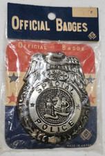 Vintage Tin Special Police Badge Pin Toy in Plastic Unopened Toy Japan 1950s