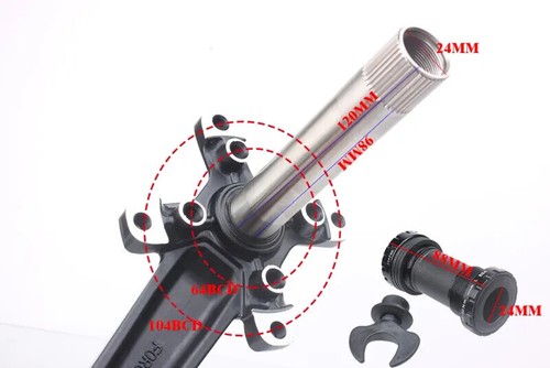 Juego de bielas de bicicleta 104BCD MTB bicicleta manivela plato bicicleta 170 mm 175 mm negro redondo Reino Unido - Imagen 9 de 25