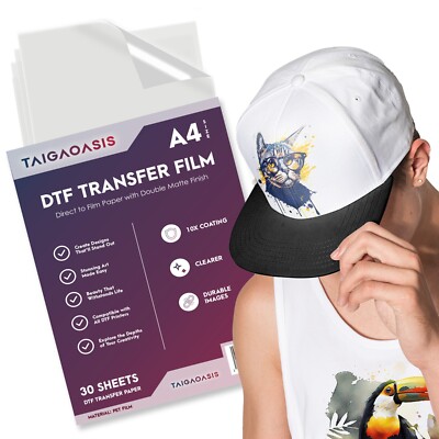 TAIGAOASIS DTF Transfer Film A4-30 Sheets, Anti-Static DTF Transfer Paper