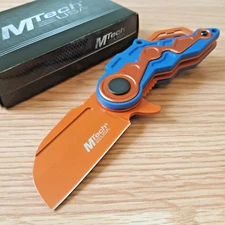 MTech Assisted Linerlock Folding Knife 2.25" Orange Stainless Blade ABS Handle