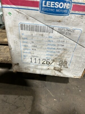 Leeson 1 Hp Fan & Blower Motor 1625RPM, 115/230 Volt, TENV , P/N 111267.0