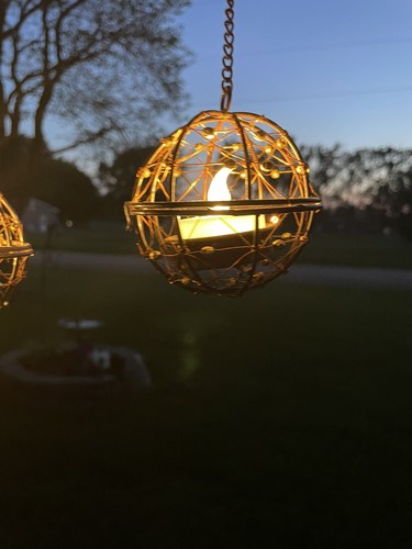 HD Designs 4 Copper Beaded Hanging Wire Balls W/ Tea lights home decor - Picture 7 of 8
