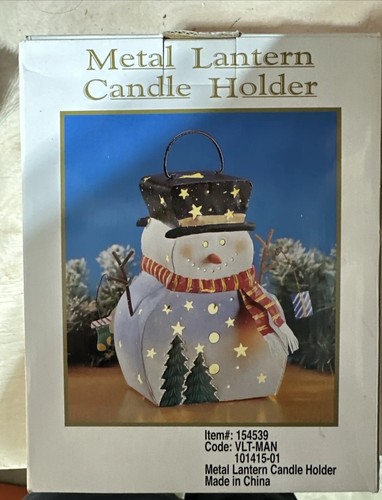 Linterna de muñeco de nieve de metal soporte votivo Navidad y té luz vela estrellas navideñas