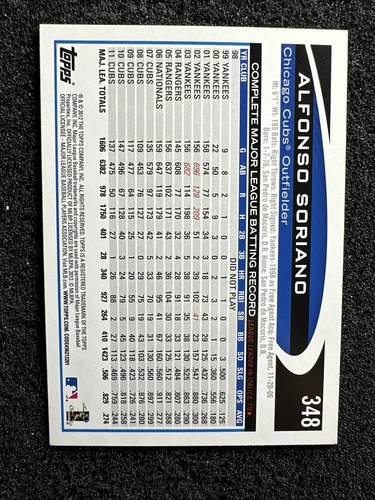 ALFONSO SORIANO #348 2012 Topps Baseball QTY Chicago Cubs - Picture 2 of 3