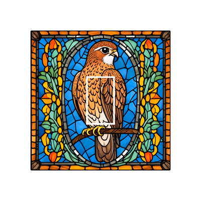 Kestrel Wild Bird Stained Glass Opaque Light Switch Cover Vinyl Sticker 84x84mm