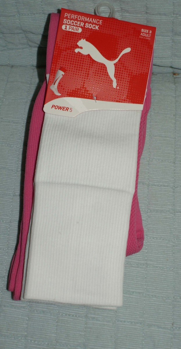 Puma Power 5 Soccer Socks Pink \u0026 White Size 3 Socks New Fast Shipping | eBay