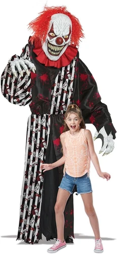 Towering Terror Clown Evil Scary Circus Prop Fancy Dress Halloween Adult Costume